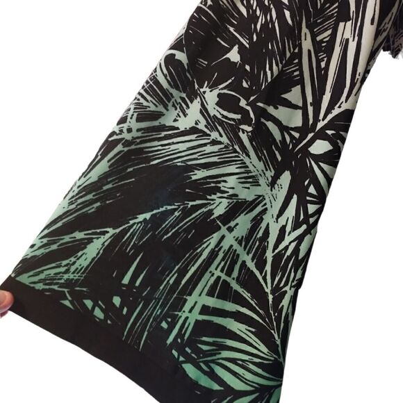 Emma & Michelle black, white, aqua tropical fauna dress size L - Picture 4 of 8